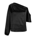 thumbnail image 5 of Cavosen Womens Dressy Tops Long Sleeve Pullover T-Shirts Tunic One Shoulder Neck Solid Soft Blouse Elegant Vacation Tops Stylish Loose Shirts Workout Resort Tees Summer Black L, 5 of 7