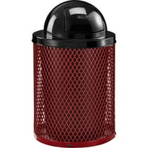 Global Industrial Outdoor Diamond Steel Trash Can With Dome Lid, 36 Gallon, Red, Unassembled