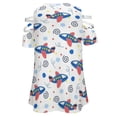 thumbnail image 5 of Cute Airplane Pattern Womens Summer V Neck Zipper Top Short Sleeve T Shirt Off Shoulder Top Casual Classy Loose Shirts, 5 of 7