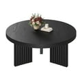 thumbnail image 2 of Modern Round Black Coffee Table for Living Room - 33.5" Fluted Legs - Thick Embossed Top - Farmhouse Accent Sofa Table - Easy Assembly - Black Embossed, 2 of 8