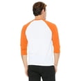 thumbnail image 2 of The Bella + Canvas Unisex 3/4 Sleeve Baseball T-Shirt - WHT/ NEON ORANGE - XL, 2 of 4