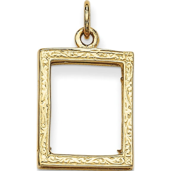 14K Yellow Gold Small Picture Frame Pendant (24 X 13.05) Made In United States a0194
