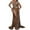 Coffee, variant on Fesfesfes Women Gowns Solid One-Shoulder Sequin Decorative Hip Dress Slit Long Dress or