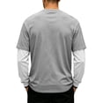 thumbnail image 4 of OIOLOYJM Men's Fake Two Piece T-Shirt Long Sleeve Crew Neck Casual Layered Tee Shirts Fashion Basic Athletic Work Pullover Light Gray XL, 4 of 5