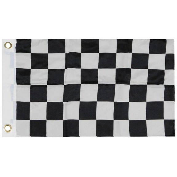 Black &White Checkered Super Polyester 12x18 12"x18" Boat Flag Banner Grommets