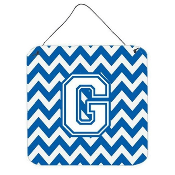 Letter G Chevron Blue & White Wall or Door Hanging Prints, 6 x 0.02 x 6 in.