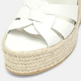 thumbnail image 5 of FSJ Women Casual Round Open Toe Espadrille Ankle Strap Platform Wedge Heels Sandals Woven Cutout Summer Dress Comfort Shoes Size 6.5 White, 5 of 5