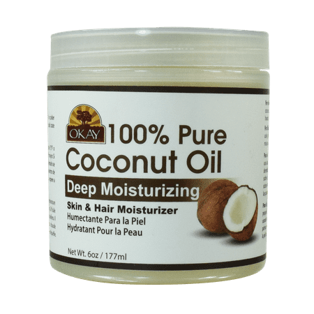 Okay Coconut Oil for Hair and Skin in Jar, 6 Oz