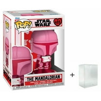 Funko Pop! Star Wars Valentines Pink Mandalorian w/ Card Grogu-Mando 495 - Protector Included