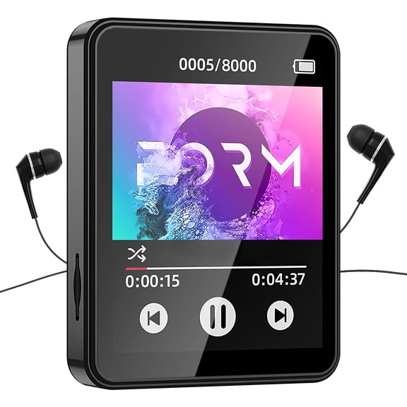 2.5" Touch Screen MP3 Player Bluetooth 5.3 - HiFi Lossless Sound, 128GB Expandable, FM Radio, Built-in Speaker, Kid-Friendly, Multifunctional for E-book/Recording, Portable for Sport/Gifting