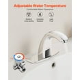 thumbnail image 4 of VEVOR Touchless Bathroom Sink Faucet, Automatic Motion Sensor Restroom Toilet Faucet with Hole Cover Plate, Battery Operated,Adjustable Temp for 9/16 in Pipe Commercial Lavatory,Chrome Plated Silver, 4 of 9
