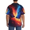 thumbnail image 7 of Goofa Red And Blue Fire Wolf Printed Men's Casual Short-sleeved Shirt,Lightweight Breathable Button-down,Summer Casual men's top,Versatile Fashion shirt-XX-Large, 7 of 7
