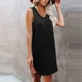 thumbnail image 4 of IROINNID Shift Dress For Women Casual Summer Tank Solid Sleeveless With Pocket Dress V-Neck Knee-Length Dress, 4 of 6
