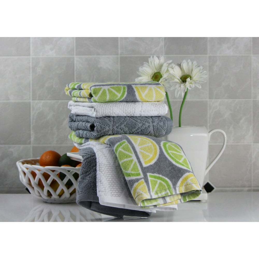 Freshee with Intellifresh Technology, 6 Pack, Kitchen Towel Set, Gray
