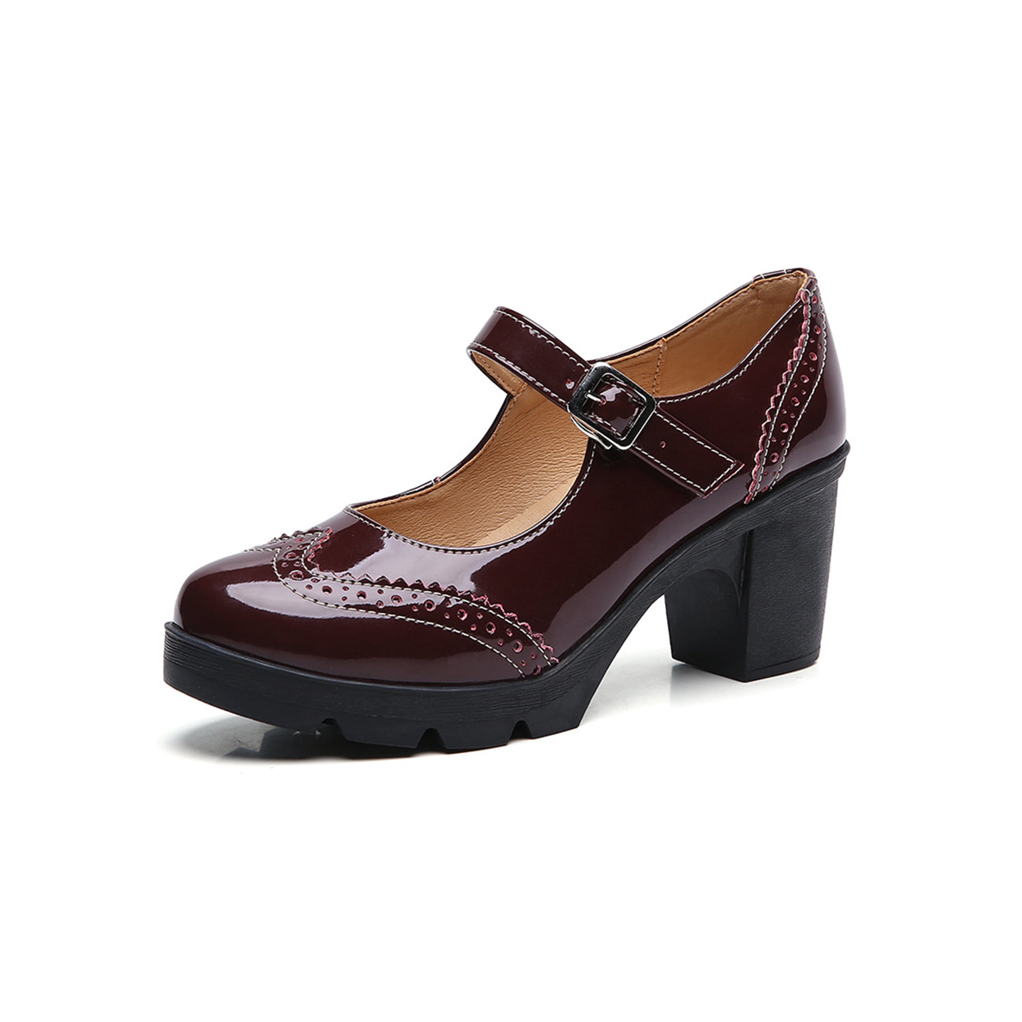 Women's Classic T-Strap Leather Shoes