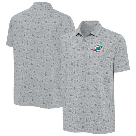 Men's Antigua Heather Gray Miami Dolphins Relentless Polo