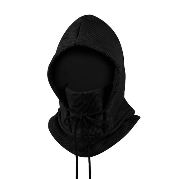 Balaclava Winter Face Mask Fleece Lining Windproof Hat for Men and Women Adjustable Drawstrings Black