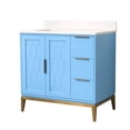 thumbnail image 2 of ANGELES HOME 36" Bathroom Vanity with Sink, Freestanding Solid Wood Bathroom Makeup Cabinet W/ 2 Soft-Close Doors and 3 Drawers (Light Blue), 2 of 9