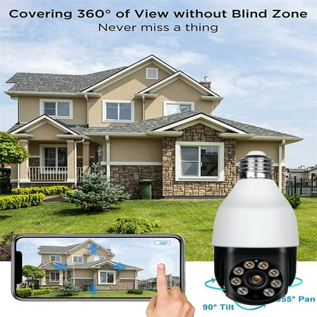 

lulshou Cameras for Home Security Outdoor IP66 Waterproof 3 Million Night Vision WiFi Bulb Monitoring Camera