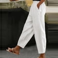 thumbnail image 2 of Pxiakgy Cropped Pants for Women Pocket Cotton Linen Fashion Solid Color Pants Casual Long Pants White 3Xl, 2 of 5