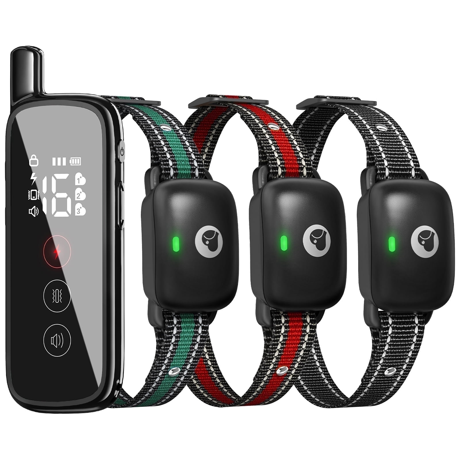 Heaflex Dog Training Collar With Remote Control - 3 Safety Modes(Beeping,Vibration,Electric Shock),2600 Feet Range,Rechargeable,Waterproof Receiver, Small To Large Dogs (Black)-Three Collar Sets