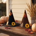 thumbnail image 3 of SAWOBUUN Halloween Scarecrow Hats Sunflower & Plaid Patch Felt Witch Hat for Adult Women Party Accessory, 3 of 6