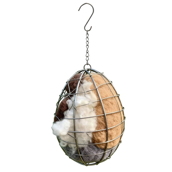 Purowzwe Handmade Bird Nesting Egg - Refillable Garden Decor & Wildlife Shelter for Hummingbirds, Chickadees - Outdoor Natural Fiber Habitat Shell Only, No Filler Included (7.87 Inch)
