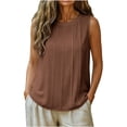 thumbnail image 1 of ZVNAH Camisole à devant Plissé pour Femme, Blouse Décontractée Sans Manches à Col Rond et Coupe Ample, P-2TG, 1 of 6