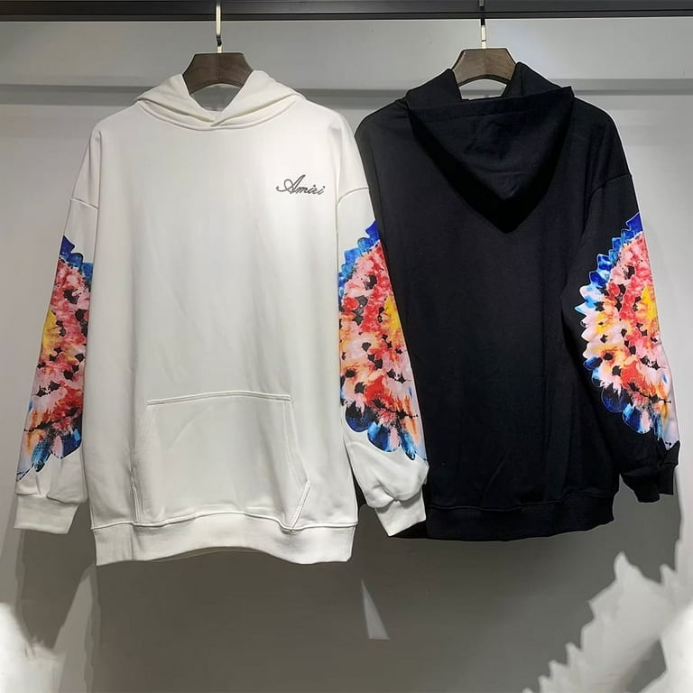 AMIRI Hoodie Casual Letter Rose Print Pattern Fashionable Sports Sweatshirt Walmart