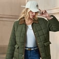 thumbnail image 5 of ieFashion Women's Winter Quilted Jackets Long Sleeve Button Down Square Pattern Jacket Outerwear Coats with Pockets, Green, L, 5 of 10