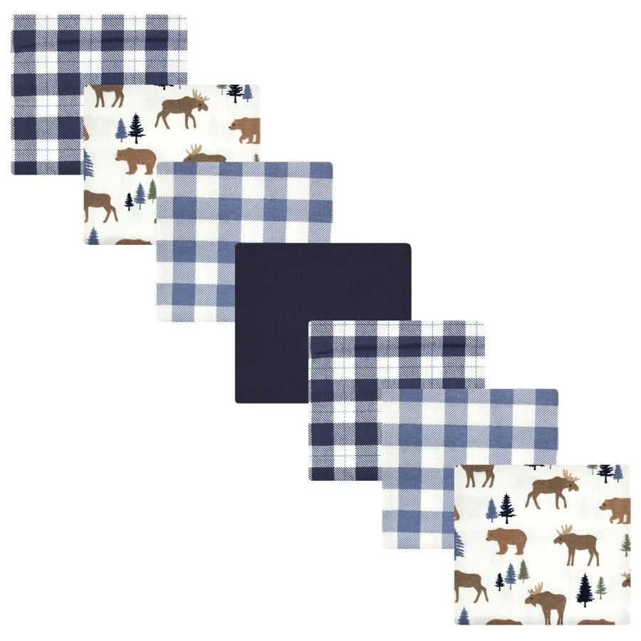 Hudson Baby Infant Boy Cotton Flannel Receiving Blankets Bundle Set, Moose Bear Desert Animals, One Size