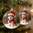 thumbnail image 5 of Dog Christmas Ornament, 3.15" Clear Ball with Santa Puppy & Mini Tree, Holiday Hanging Decor, 5 of 5