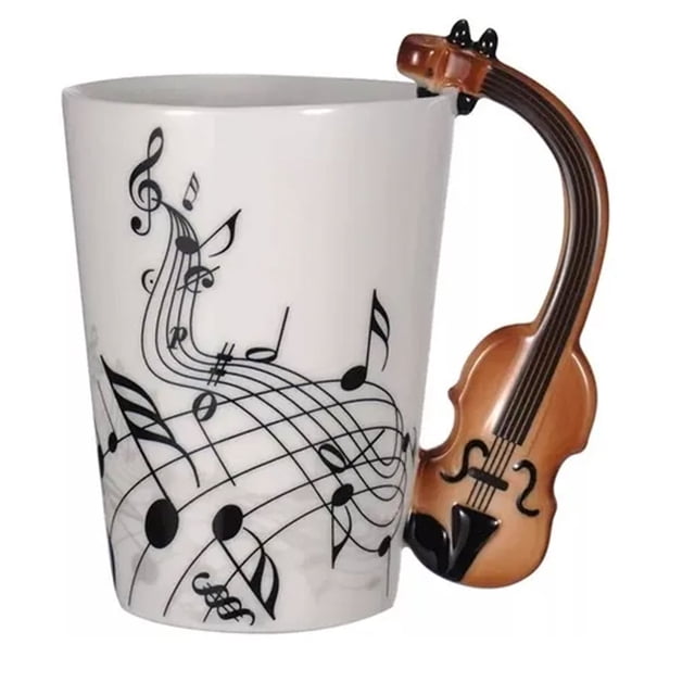 Taza de Cerámica HappyWare con Mango en Forma de Violin