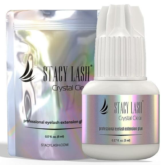 Stacy Lash Crystal Clear Adhesive (0.17fl.oz / 5ml) / Cyanoacrylate Eyelash Extension Glue / Transparent and Carbon Black Free Formula / Professional Use Only