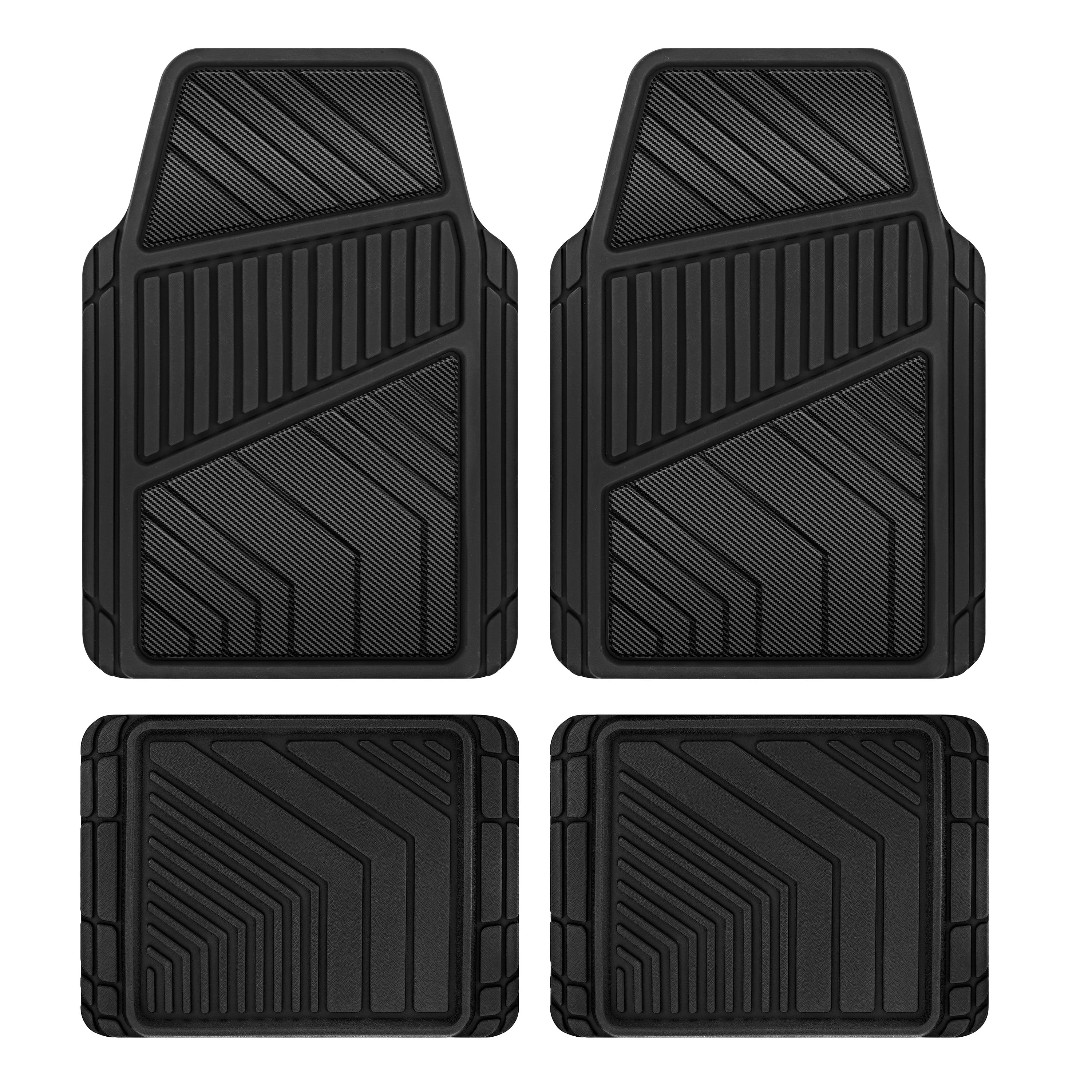 BDK Floor Mats 4 Piece All Weather Car Mat with Universal Fit Design Durable Rubber Car Floor Mats with Capture Ridges Waterproof for Cars Trucks SUV Black Walmart