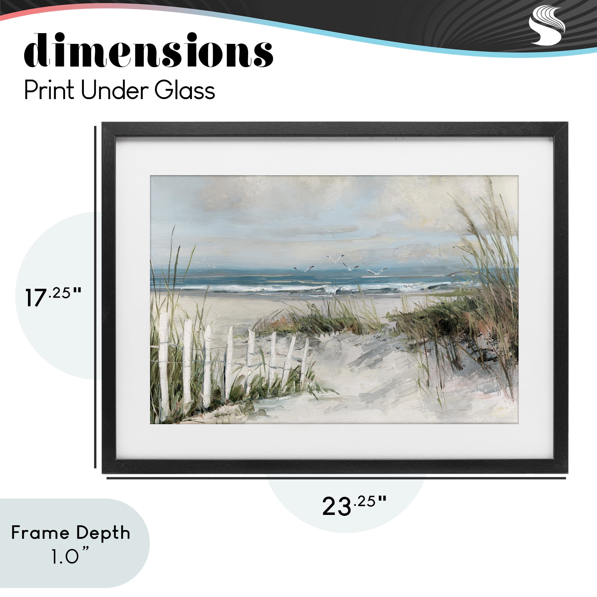 Stupell Industries Dunes With Weathered Fence Black Framed Print Under Glass, design by Sally Swatland
