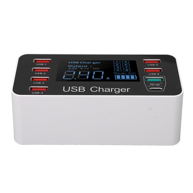 Station de Recharge 40 W à 8 Ports, Station USB à Ports Multiples, Recharge USB pour Téléphones Intelligents, Tablettes et Autres Appareils USB