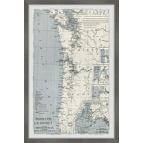 Marmont Hill Vintage Map of Washington Framed Wall Art, 8" x 12"