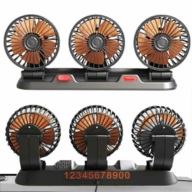 Car Fan 3 Head Automobile Vehicle Fan Auto Car Fans, Air Circulation Fan,  for Truck 12V 24V 