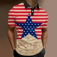 thumbnail image 2 of TOWED22 Polo Shirts for Men Slim Fit Male Summer Independence Day button up Tops Holiday Celebration Full Print Blouse(Khaki,XXL), 2 of 5