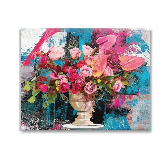 Stupell Industries Urban Rose Bouquet Botanical & Floral Painting Gallery Wrapped Canvas Art Print Wall Art, 20 x 16