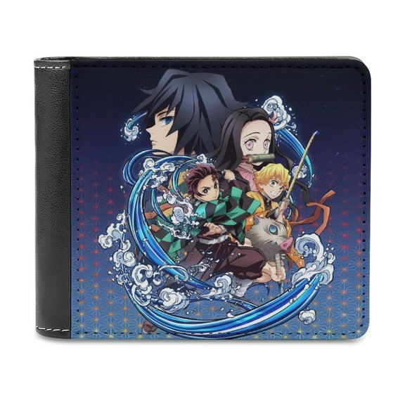 Demon Slayer Slim Bifold Wallet Purse Leather Wallets for Men Women Card Holder Wallets - Thin & Stylish