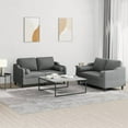 thumbnail image 1 of vidaXL 2 Piece Sofa Set with Pillows Dark Grey Fabric, 1 of 5