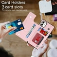 thumbnail image 6 of Allytechgroup PU Leather Wallet Case for iPhone 15, Flip Folding Case with RFID Blocking Card Slots Zipper Pocket Kickstand Detachable Handstrap Magnetic Shockproof Purse Case, Pink, 6 of 8