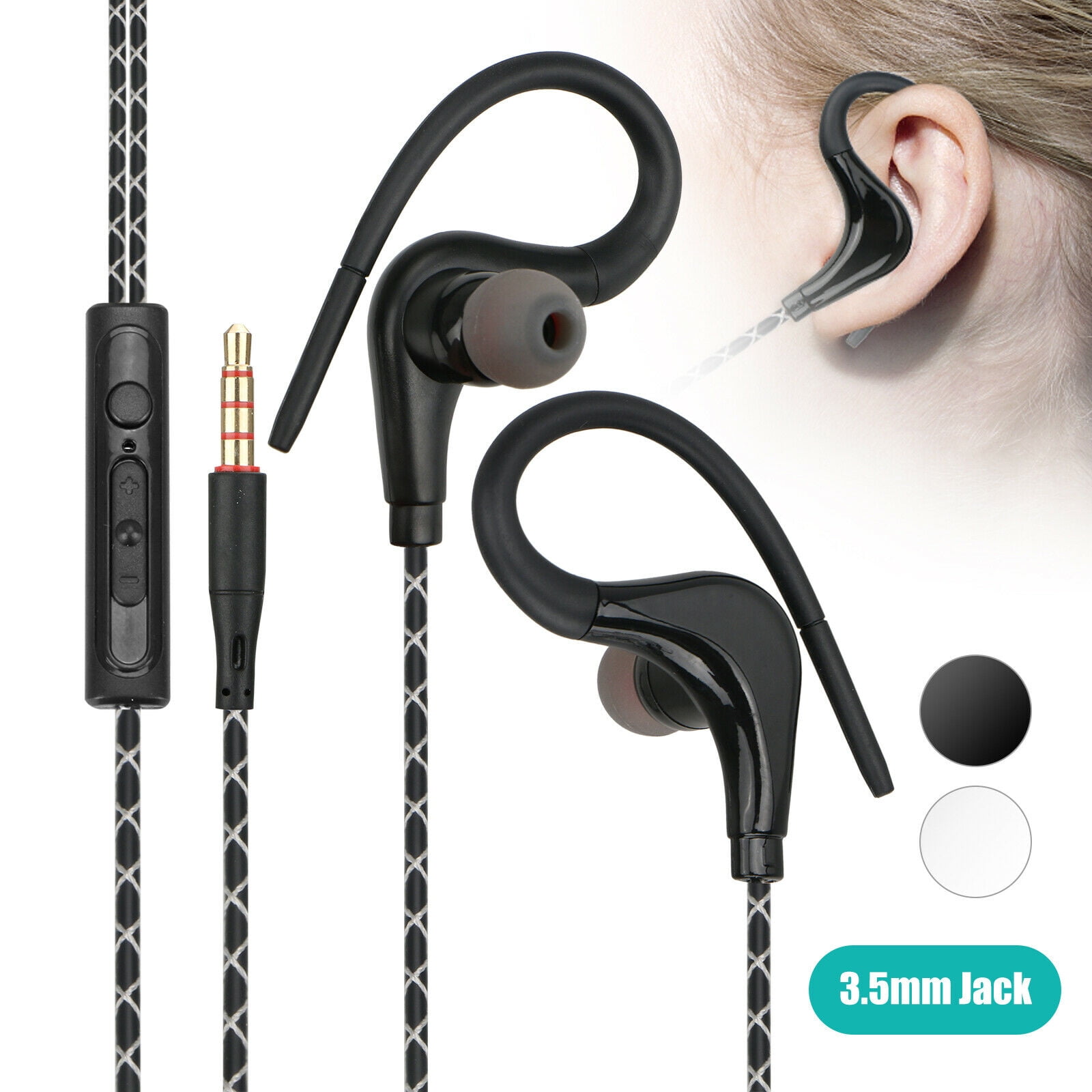 Wired Sport inEar Earbuds with Microphone, Wrap Around Running