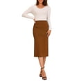 thumbnail image 2 of INSPIRE CHIC Women's Straight Skirt High Waist Midi Sweater Pencil Skirt L Caramel, 2 of 6