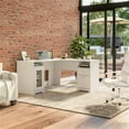 thumbnail image 2 of Scranton & Co 60" Traditional Wood L Shaped Computer Desk in White, 2 of 6
