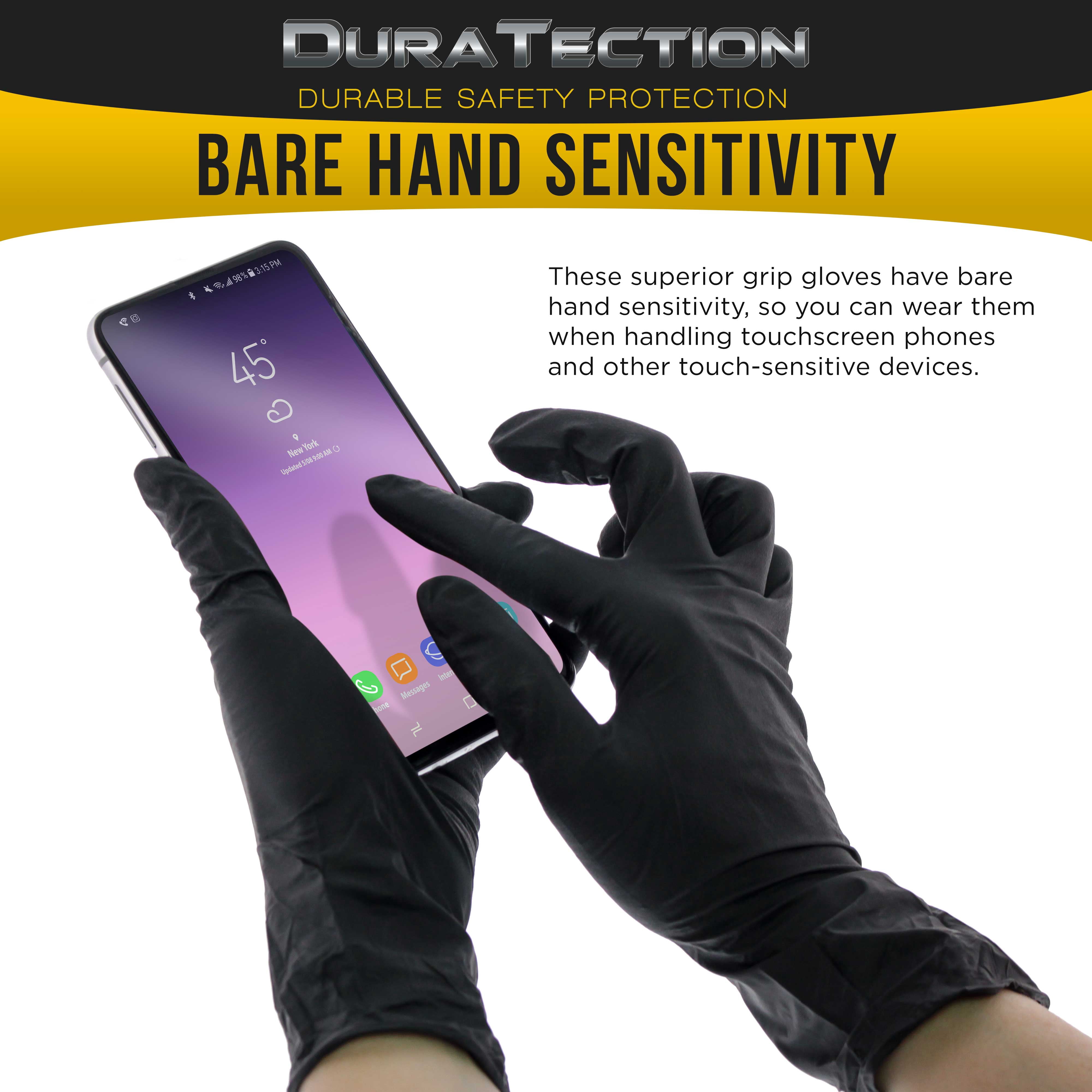 Dura-Gold HD Black Nitrile Disposable Gloves, 3 Boxes of 100, Size X-Large, 6 Mil - Latex Free, Powder Free, Textured Grip