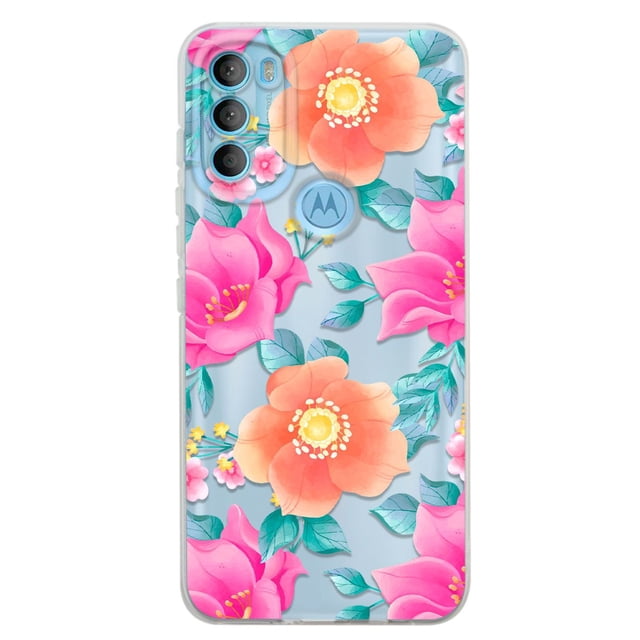 Funda Antigolpes InstaCase para Moto G71 5G Flores Rosas y Naranjas