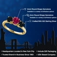 thumbnail image 2 of Gem Stone King 18K Yellow Gold Plated Silver Red Created Ruby and Black Onyx Engagement Ring for Women | 1.95 Cttw | Round 6MM | Gemstone July Birthstone | Size 7, 2 of 6